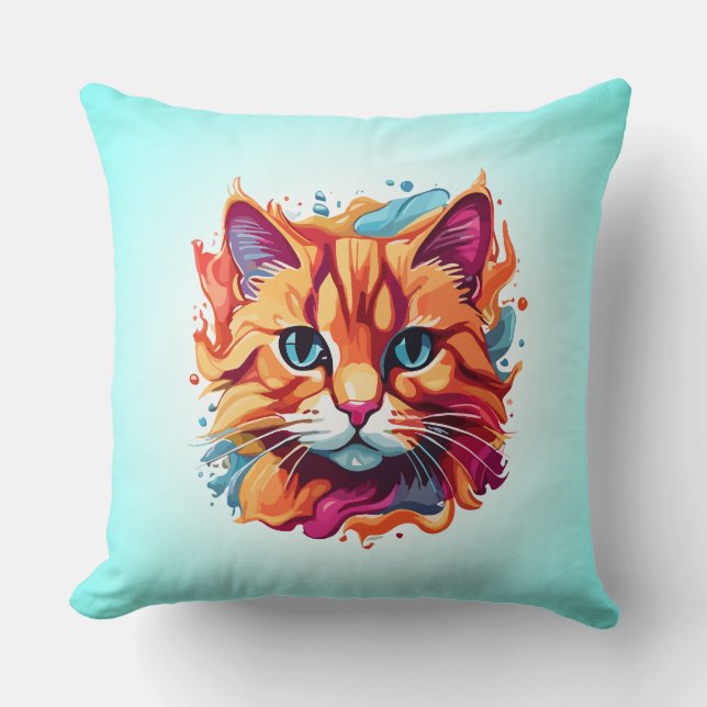 Cute Cat Face Digital Art Design-87002 Cushion (Front)