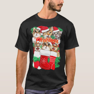 Cute Cat Face Expressions Christmas Cat T-Shirt