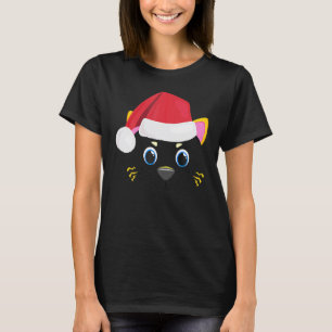 Cute Cat Face Graphic Christmas Cat Face Costume T-Shirt