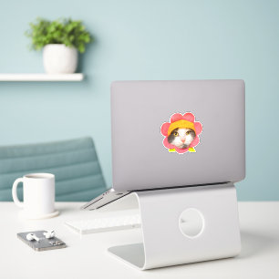 Cute Cat Face in Flower Hat