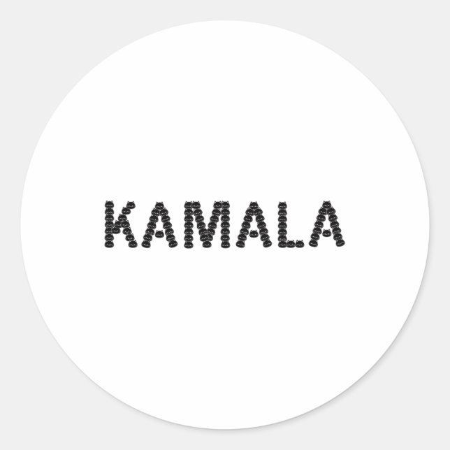 Cute Cat Face Kamala Letter Funny Design  Classic Round Sticker (Front)