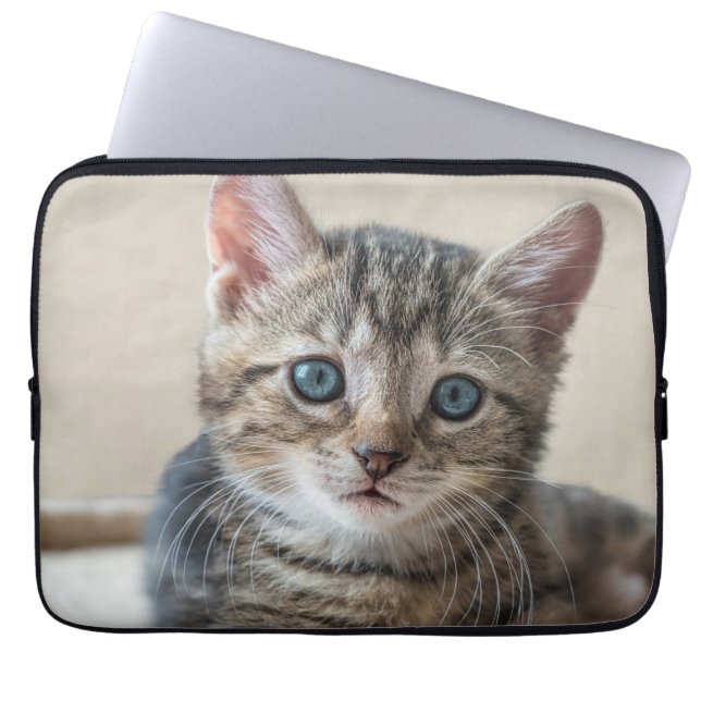 Cute Cat Face Laptop Sleeve (Front)