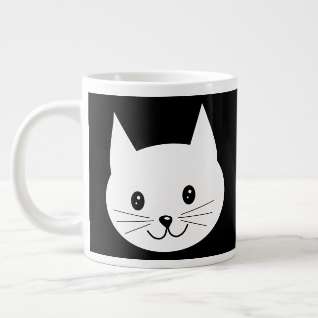 Cute Cat Face. Large Coffee Mug (Left)