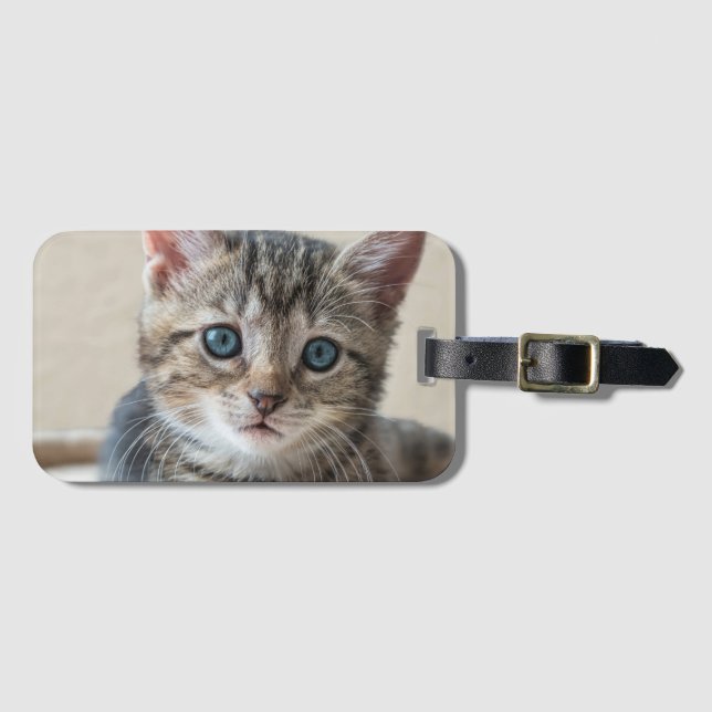 Cute Cat Face Luggage Tag (Front Horizontal)