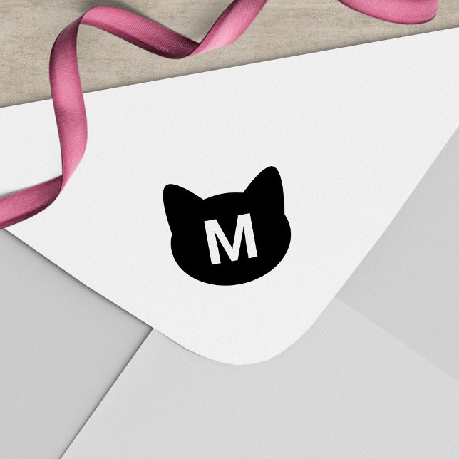 Cute Cat Face Monogram Self-inking Stamp (Creator Uploaded)