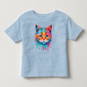 Cute Cat Face Multicolored Design  Toddler T-Shirt