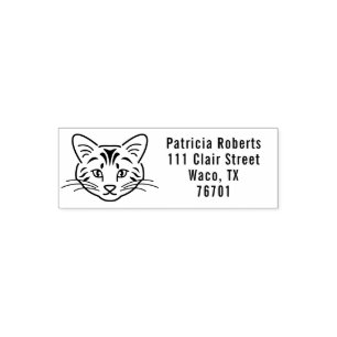 Cute Cat Face Personalised Return Address Self-inking Stamp