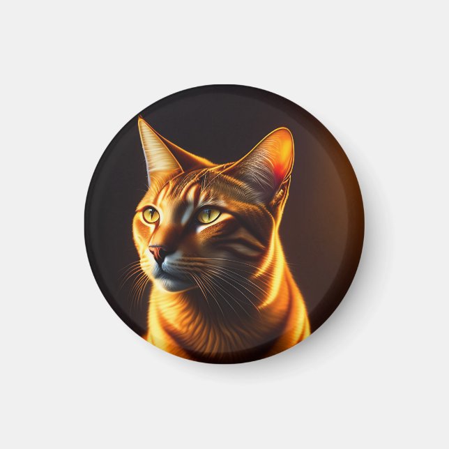 Cute Cat Face Portrait Painting Gift Magnet (Front)