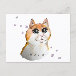 Cute Cat Face. Red cat.  Coffee Mug Postcard