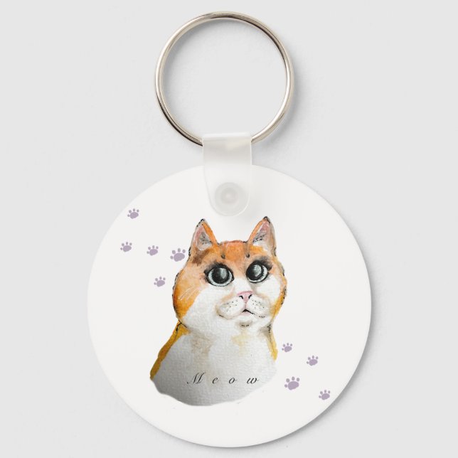 Cute Cat Face. Red cat.  Coffee Mug Postcard Key Ring (Front)