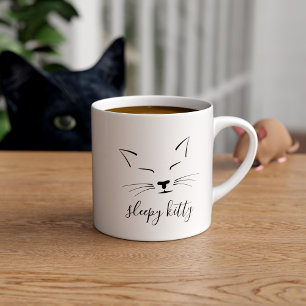 Cute Cat Face Sleepy Kitty Whiskers Espresso Cup