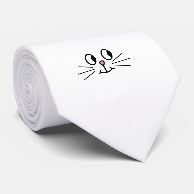 Cute Cat Face. Tie (Rolled)