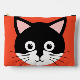 Cute Cat Face Vibrant Illustration Accessory Pouch