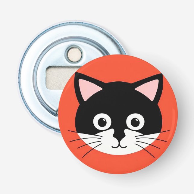 Cute Cat Face Vibrant Illustration Bottle Opener (Front)