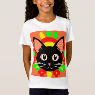 Cute Cat Face Vibrant Illustration T-Shirt