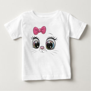 Cute Cat Face with Pink Bow Baby T-Shirt