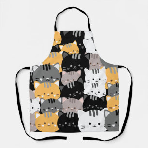 Cute Cat Faces Print Apron for Feline Admirers