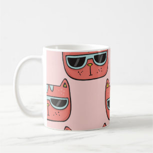 Cute cat faces, seamless pattern. coffee mug