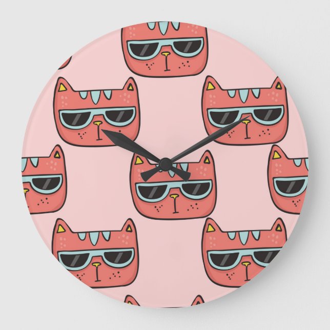 Cute cat faces, seamless pattern. large clock (Front)