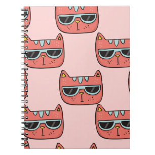 Cute cat faces, seamless pattern. notebook