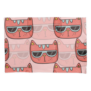 Cute cat faces, seamless pattern. pillowcase