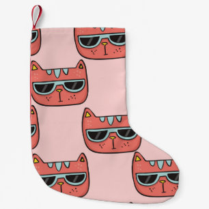 Cute cat faces, seamless pattern. small christmas stocking