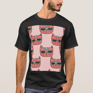 Cute cat faces, seamless pattern. T-Shirt