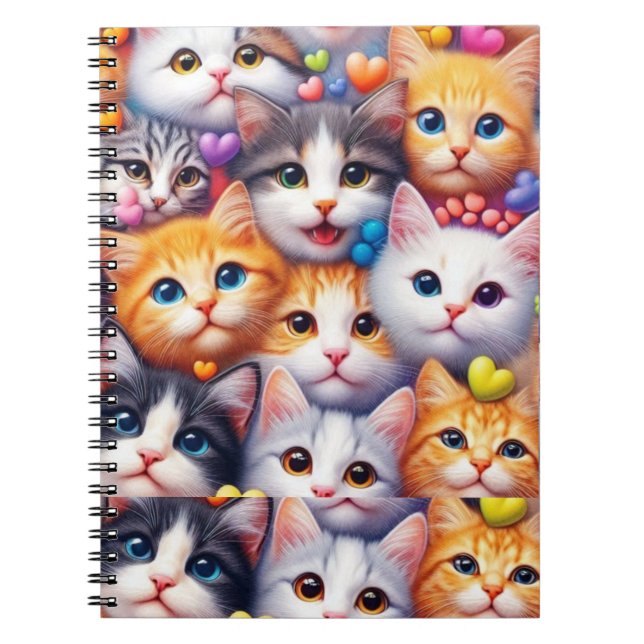Cute Cat Faces Siral Notebook (Front)