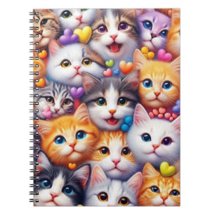 Cute Cat Faces Spiral Notebook