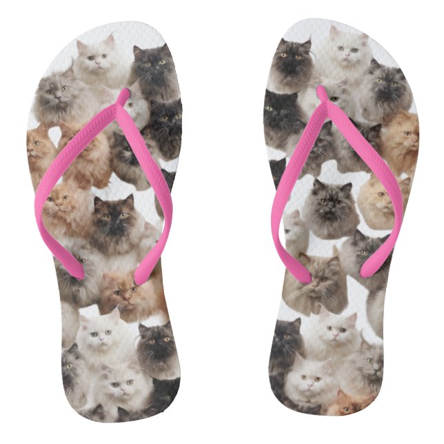 Cute Cat Faces Stylish Summer Flip Flops (Footbed)