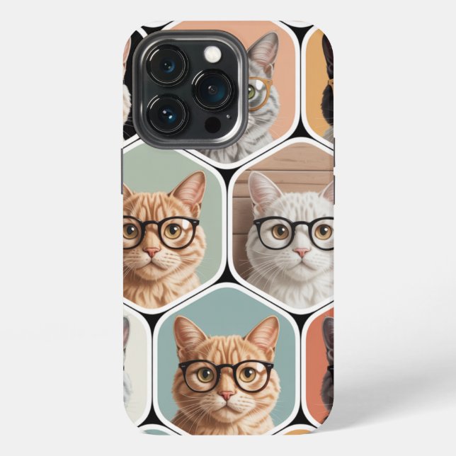 Cute Cat Faces with Glasses  iPhone Case (Back)