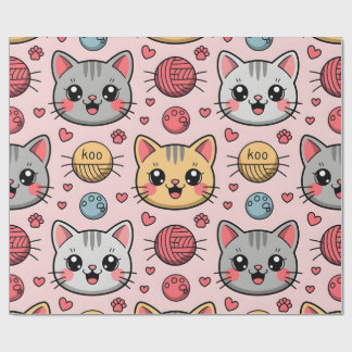 Cute Cat Faces Wrapping Paper – Kawaii Kitty Gift