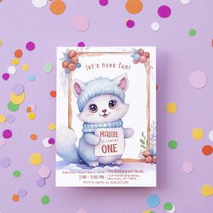 Cute Cat Fall Winter Custom Birthday Party Invitation