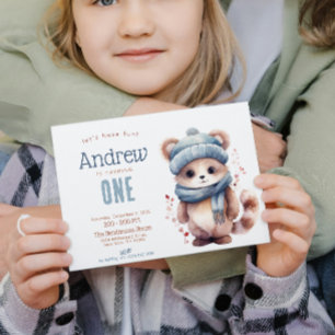 Cute Cat Fall Winter Custom Birthday Party Invitation