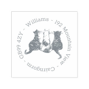 Cute Cat Family Address Self-inking Stamp