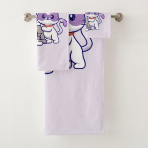 Cute Cat Family Bath Towel Set