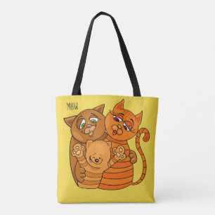 Cute Cat Family custom name & colour bags
