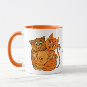 Cute Cat Family custom name mugs