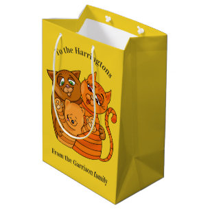 Cute Cat Family custom text & colour gift bag