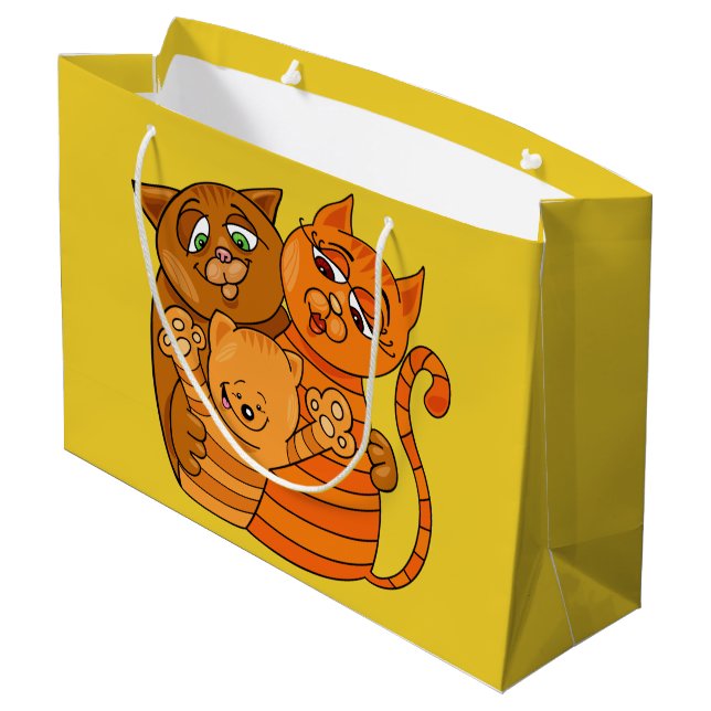 Cute Cat Family large gift bag (Back Angled)