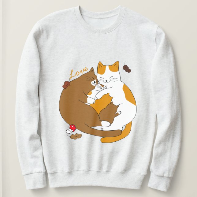 Cute Cat Family Sweatshirt (Design Front)