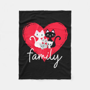 Cute Cat Family Valentine Day Fleece Blanket