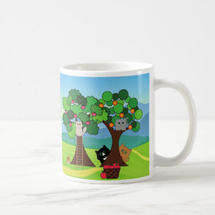 Cute Cat Family's Visit to the Orchard Coffee Mug