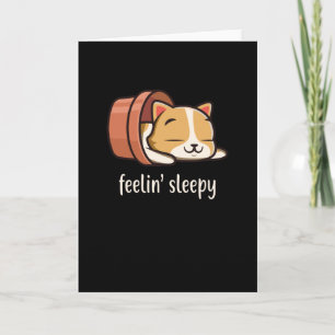 Cute Cat feeling sleepy Kitten Sleep tired Cats Card