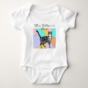 Cute Cat First Birthday Pastel Cats Baby Kitten Bodysuit