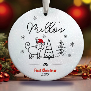 Cute cat first Christmas tree snowflakes Ceramic O Ceramic Tree Decoration