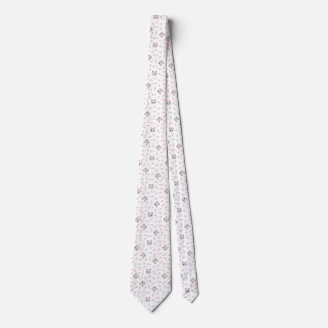 Cute Cat & Fish Bones Tie (Front)