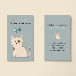 Cute Cat Fish l Pet Sitting Services Care Paw Art  Business Card