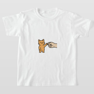 Cute Cat Fist Bump Modern Art Tee for Children