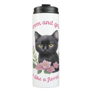 Cute Cat Floral Design Bloom and Grow  Thermal Tumbler